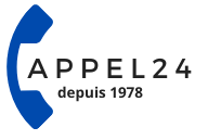 Logo Appel24, permanence téléphonique entreprise 24h/24, France